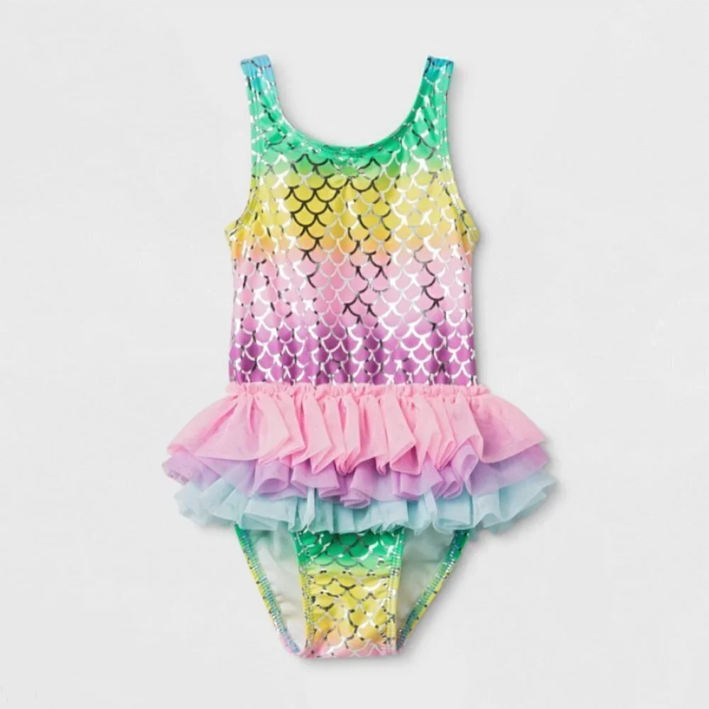 CAT & JACK Mermaid Tutu One Pice Swimsuit ~ 2T